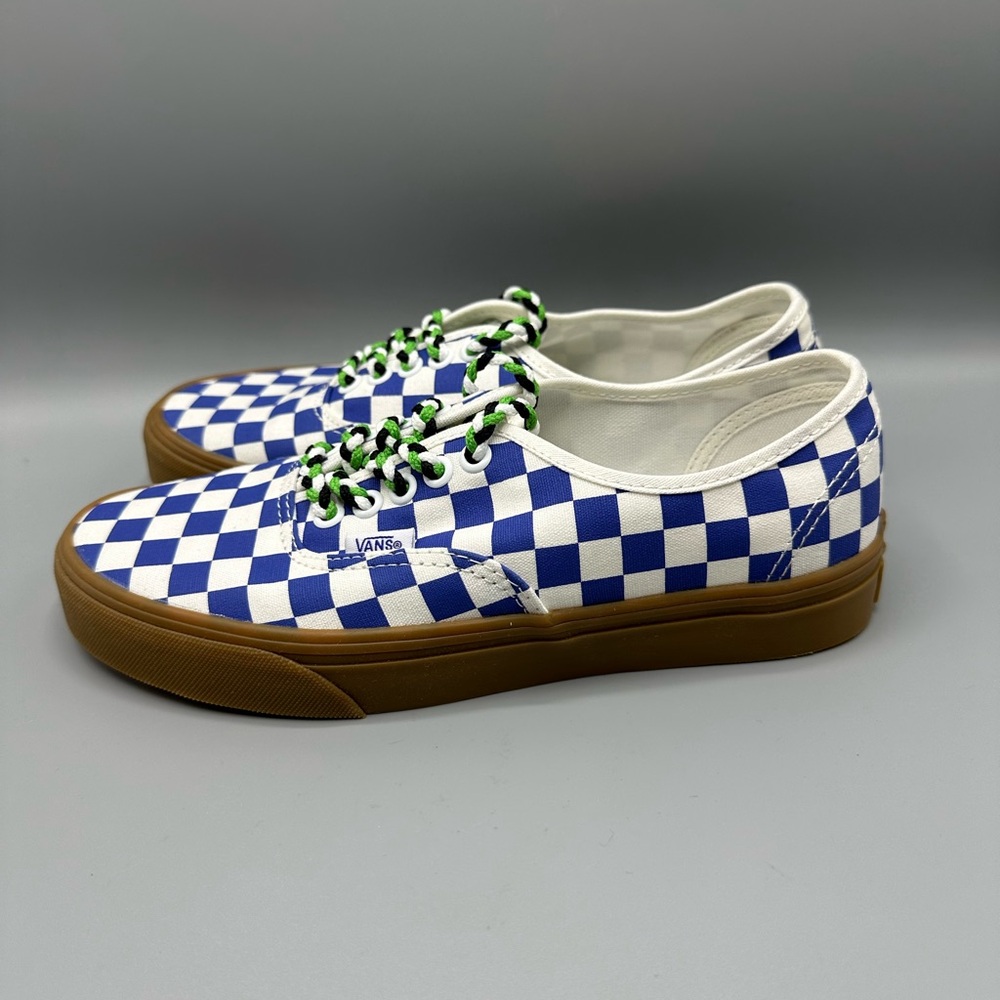 Vans Authentic Blue White Checkerboard Skate Sneakers
